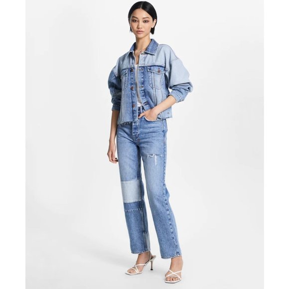 Ksubi Destiny Patchwork Lifetime Blue Cropped Denim Jacket - Picture 3 of 16